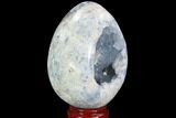 Crystal Filled Celestine (Celestite) Egg Geode - Madagascar #98824-2